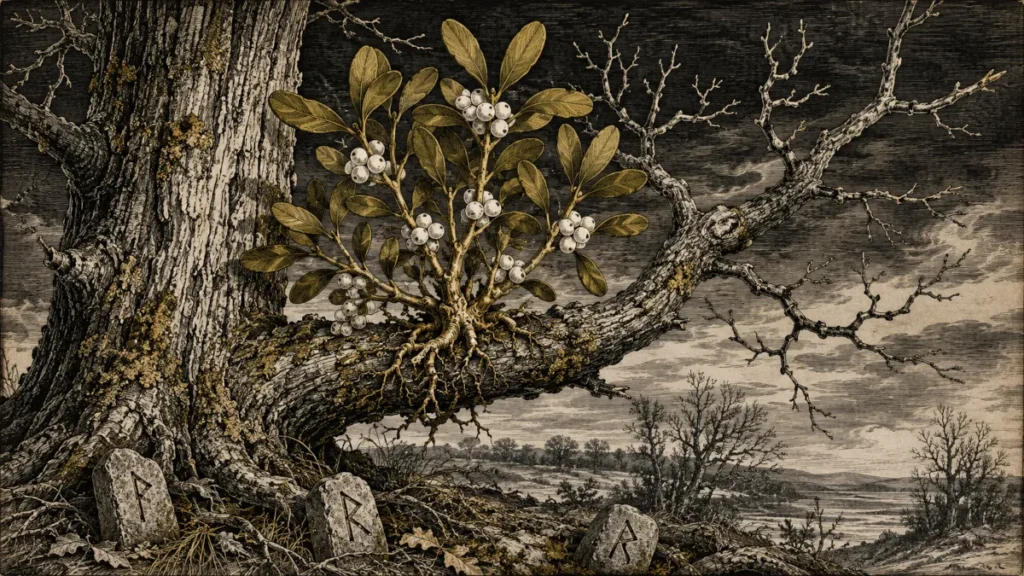 
muérdago planta hemiparásita roble mitología nórdica druidas